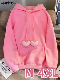 Women's Hoodies Women Pink Kawaii Kangaroo Pockets Streetwear Girl Autumn Aesthetic Simple All-match Korean Style Soft Temper Clothing