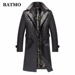 arrival autumn winter real Leather thicked trench coat menLeather jacket menLong Overcoat plus-size S-5XL 240227