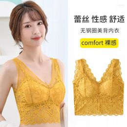 Camisoles & Tanks Lace Camisole Women's Anti-Exposure Base Underwear Padded Sexy Beauty Back Tube Top