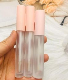 New 3ml 5ml lip gloss tubes Empty lip balm bottle Pink Cap Frosted clear Lipstick Cosmetic packing container 201012243Z6174875