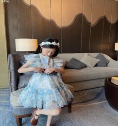 Kids Girls Dresses 2021 Summer Baby Girls Lace flowers dress Fashion sweet Dress with belt children clothes9366525