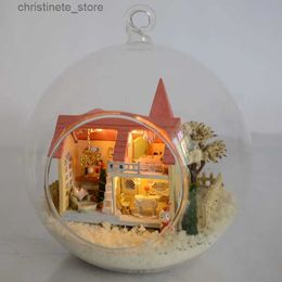 Architecture/DIY House DIY Glass Ball Doll House Model Building Kits Wooden Mini Handmade Miniature Dollhouse Toy Birthday Gift -Lolita Dream Homes