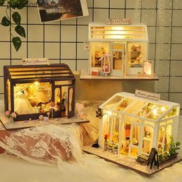 Architecture/DIY House Toys For Children New Doll House Casa Diy Miniature Dollhouse With Dust Cover Furniture Birthday Gift TD24 TD25 TD26