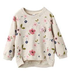 Kids Floral Pullover Sweater Boat Neck Long Sleeve Baby Girls Leisure Clothes Toddler Spring Summer Swing Hem Short Front Long Bac5333118