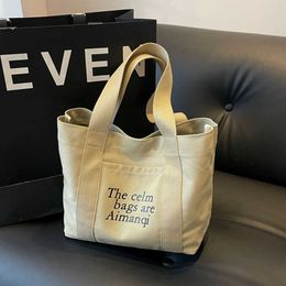 Letter printed canvas shoulder bag for women with large capacity tote cloth bag for going out, carrying shopping bag, mom bag 220306