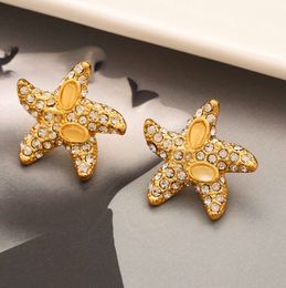 New Style Designer Brand V Letter Stud Earrings High-end Women Gold Plated Stainless Steel Earring Inlaid Crystal Geometry Starfish Ear Ring Wedding Jewellery Gift