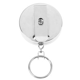 1pcs Heavy Duty Metal Chain Retractable Pull Key Ring Belt Clip Steel Id Card Holder Retractable Keychain Key Card206p