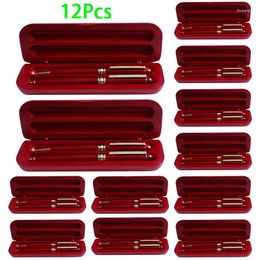 12Pcs Pen Case For 2 Pens Nature Wood Retro Boxes Wooden Writing Materials Storage