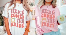 T-shirt Bachelorette Party Shirts for the Bride Bridesmaid Gifts Here comes the Party Group Favor Bridal 100% cctton goth y2k kawaii