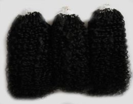 Mongolian kinky curly hair micro ring hair extension 300g Natural Colour human hair extensions micro loop 1g1401749