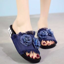 Slippers Summer Outwear Thick Sole Womens Cowboy Flower Casual Small Fresh LazyH240306