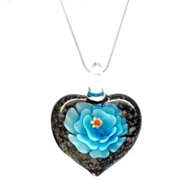 Wholesale Handmade Heart Shape Eye Flat Round Glass Pendant Necklace with Leather Cord Chain