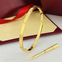 Fashion Jewelry Designer Bracelets Women Design Bangle Letter Screwdriver Bracelet Crystal Stainless Steel Wedding Couple Boys Girls with Velvet Bag