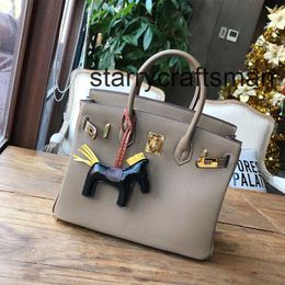 Totes Genuine Leather Handbag L New hand print real leather bag womens leather handbag versatile One Shoulder Messenger Bag Wedding Bag Fashion