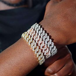 18k Gold Lab Grown Bracelet 925 Sterling Silver Vvs Moissanite Iced Out Hip Hop Jewellery Cuban Link Bracelet Men Women