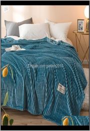 Super Soft Blankets Stripe Solid Fleece Blanket Warm Flannel Bedspread Throw On Sofa Bed Cover Thickness Bedsheet Yellow Blue 20113583263