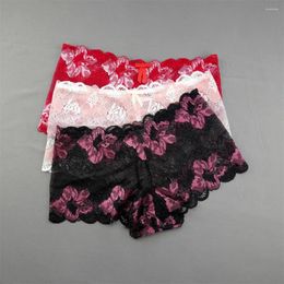 Panties Women's 2024 Transparent Underwear Women Sexy Lace Bikini Bottom Boyshorts Hollow Out Ladies Floral Boxers M-Xxl