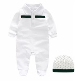 Fashion Cute baby Boys Girls Striped Rompers hat Infant Summer children Toddler Jumpsuits Kids Cotton TurnDown Collar Onesies cov3644038