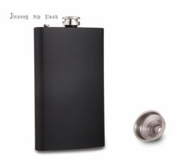 12 oz black personalized stainless steel hip flask with funnel7478246