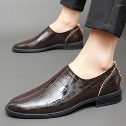 Dress Shoes Topvivi Men's Handmade Flat Leather Casual Crocodile Pattern Men Office Footwear Business