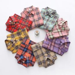 Shirt Brand Women's Flannel Plaid Shirts 2023 New Ladies Tops Exquisite Designer Style Loose Blouses Casual Cotton Long Sleeve Blouse