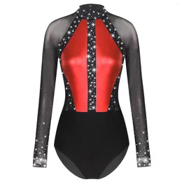 Stage Wear Womens Ballet Gymnastics Leotard Performance Bodysuit Tops Dance Party Unitard For Figure Skating Ballerina Costume