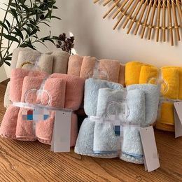 Towels Two-Piece Blue Fat Bath Towel Cartoon Towel Coral Fleece Absorbent Two-Piece Set