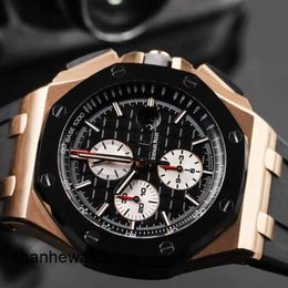 Iconic Wrist Watch Tactical Wristwatch AP Royal Oak Offshore 26400RO 44mm Rose Gold Ceramic Time Code Watch Set