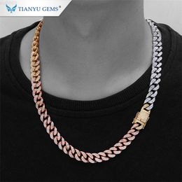 Tianyu Hot Sale Mens Moissanite Necklace Designs Cuban Link Chain Silver Plated White/rose/yellow Gold Moissanite Diamond Chain