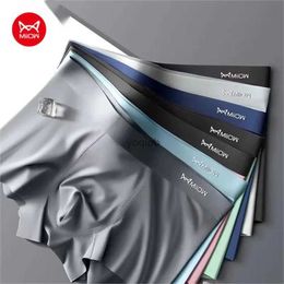 Underpants MIIOW 3Pcs Ice Silk Man Underwear Boxer Metal Fibre Antistatic Men Underpants Seamless Cut Hem Mens Panties Boxers Shorts Trunk