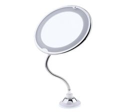 360° Rotation Flexible Gooseneck 10x Magnifying LED Lighted Bathroom Makeup Shaving Mirror Adjustable Bendable Gooseneck2047979