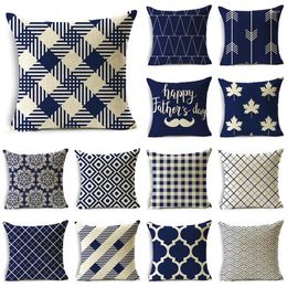Pillow Blue Style Nordic Pillowcase Simple Fashion Geometric Pattern Sofa Office Cover 40 40cm/45 45cm/50 50cm