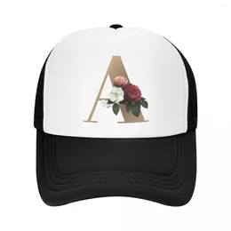 Berets Flower Letter A Baseball Cap Running Hat Golf Hats Men Pickleball Caps For And Women Sun Protection