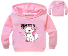 New Cute Marie Cat Print Sweatshirts For Girls Long Sleeve Winter Hoodies Kids Sweater Cartoon Anime Tshirt For Lolita Children1392232