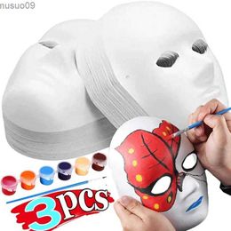 Designer Masks 3PCS DIY Full Face White Masks Halloween Costumes DIY Blank Paper Painting Mask Dance Ghost Cosplay Masque Party Mask Men Wmen