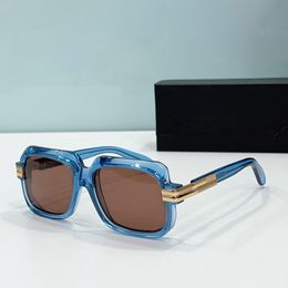 607 Square Sunglasses Gold Blue Brown Lenses Shades Lunettes de Soleil Vintage Glasses Occhiali da sole UV400 Eyewear