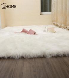 Hairy Carpets Sheepskin Plain Fur Skin Fluffy Bedroom Faux Mats Washable Artificial Textile Area Square Rugs Home Decor9417508