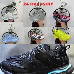 2024 led tracks with box 3 3 sneaker for men women shoes walking shoes designer luxury sneakers mens shoes Track sneakers Nylon Printed Green Tesss Gomma sport shoes