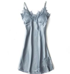 2018 New Women Nighties Summer Dress Sexy Nightgowns Sleepwear Satin Night Dress Female Homewear Babydoll Nightwear Chest Pads S922189004