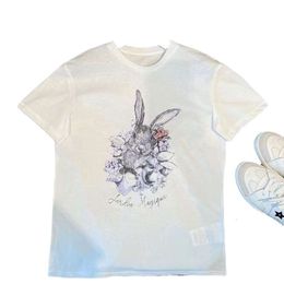 2024 Early Spring New Product Short Sleeved Ins Light Luxury Thin Women's Rabbit Print Top European Station Feminist T-shirt