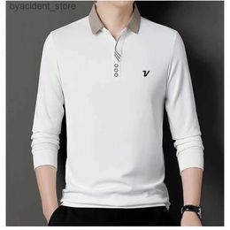 Men's Casual Shirts Spring Mens T-shirt Lapel Polo Shirt Business Casual outdoors sport tennis Fashion tees Men 2024 New Clothing L240306