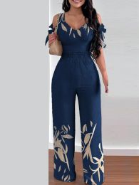 Capris Pflanzen Drucken Kalten Schulter Top Hohe Taille Casual Hosen Set 2023 Sommer Europäischen Amerikanischen Mode Frauen Zwei Stück Set