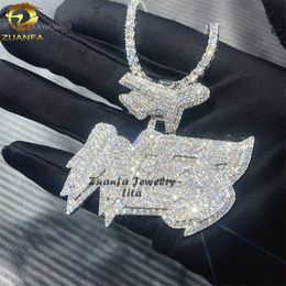 New Fashion Hip Hop Jewellery 2.5" Sier Iced Out Name Letter Initial Custom Moissanite Pendant