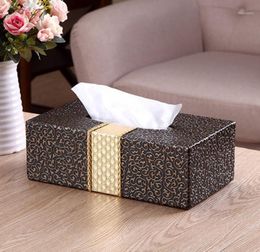 Bathroom Shelves Car Home Rec Shaped Tissue Box Household Living Room Desktop Napkin Holder Black&Gold12468388