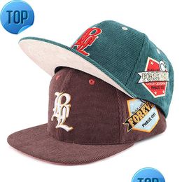 Ball Caps Custom Mens Embroidery 5 Panel Snapback Corduroy Hats Drop Delivery Fashion Accessories Scarves Gloves Dh96S
