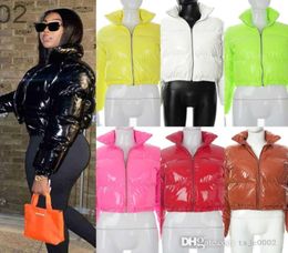 Women Down Parkas Coats Cotton Jacket Winter Classic Outdoor Coat Long Sleeve Zipper Mirror Leather Warm Tops Windproof7292910