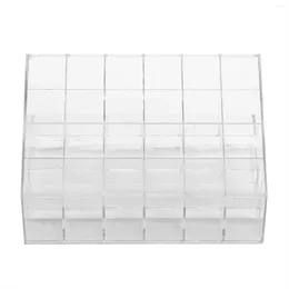 Storage Boxes 24 Grids Transparent Lipstick Holder Clear Cosmetics Display Stand Nail Polish Makeup Box For Home Desktop Organisation