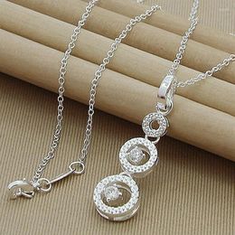 Pendants 925 Sterling Silver Three Round Circle Zircon Necklace 18-30 Inch Chain For Woman Wedding Engagemen Jewelry