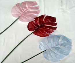 Colored Artificial Palm Leaves Plastic Monstera Leaves decorative flowers for wedding road leading Artificial Plants for home deco8181230