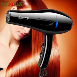 Hair Dryers New professional hair dryer hot air style with two nozzles hair dryer hot air adjustment salon hairstyle tool 220V EU plug Q240306